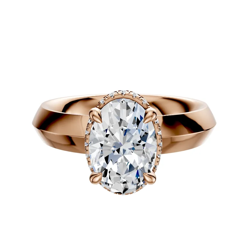 14K Rose Gold 4 Prong Collar Classic Knife Edge 4.0mm Engagement Ring sold by Promise By Effy