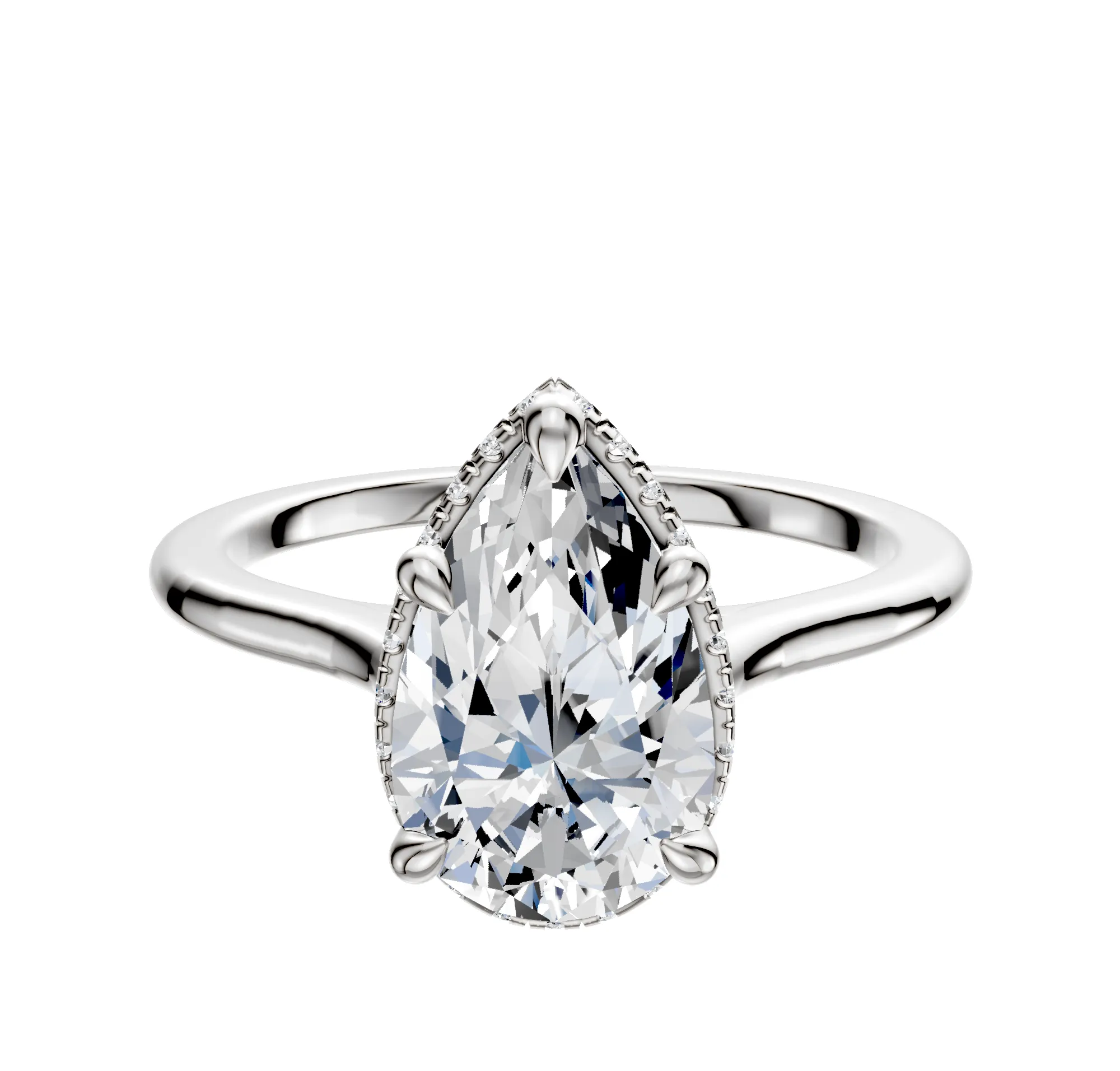 14K White Gold 4 Prong Collar Cathedral Dome 1.5mm Engagement Ring sold by Promise By Effy