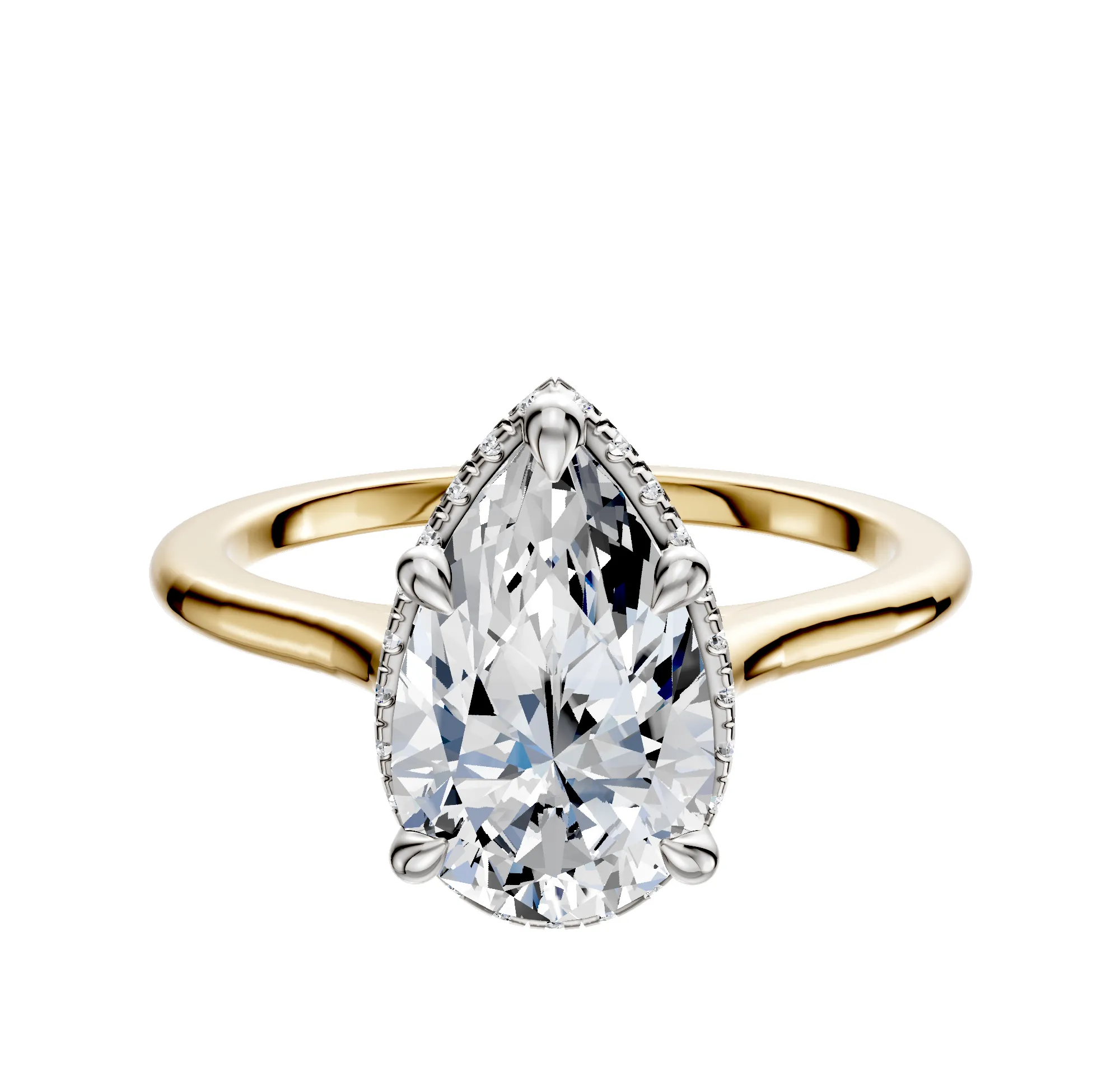 14K Two Tone 4 Prong Collar Cathedral Dome 1.5mm Engagement Ring sold by Promise By Effy