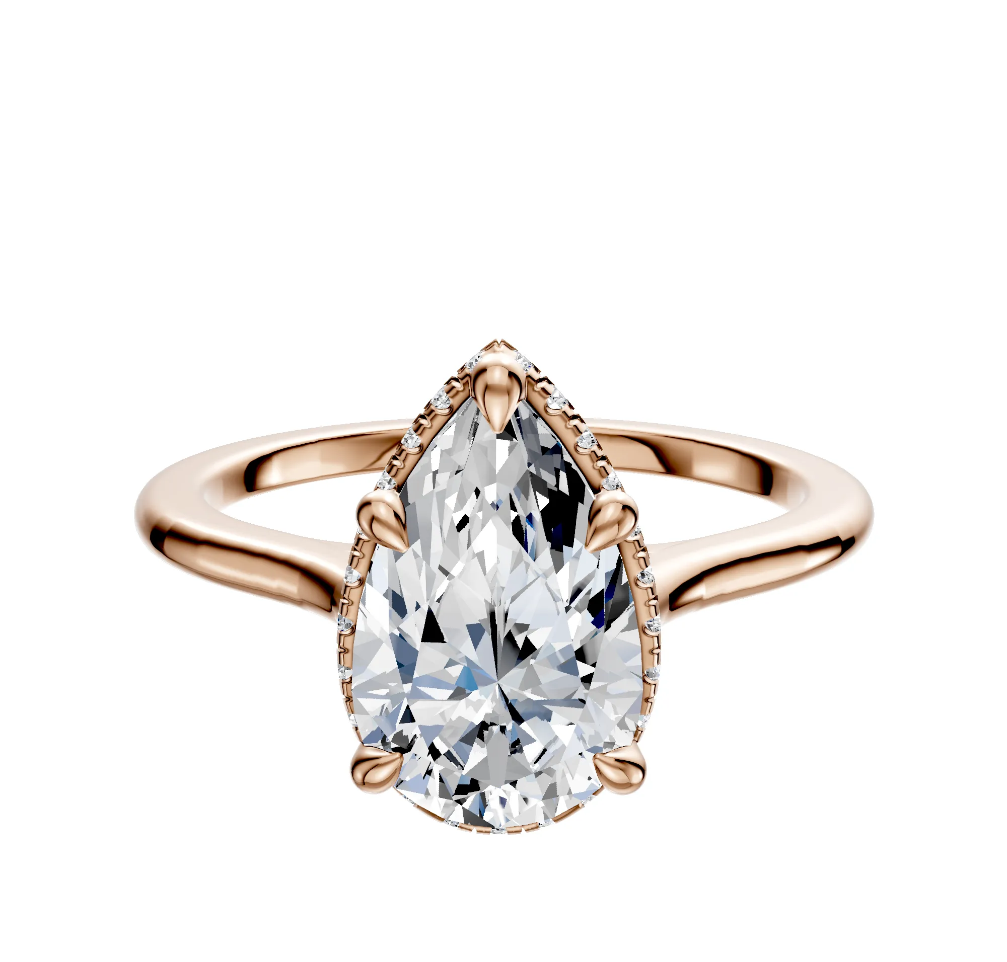 18K Rose Gold 4 Prong Collar Cathedral Dome 1.5mm Engagement Ring sold by Promise By Effy