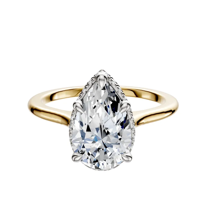 18K Two Tone 4 Prong Collar Cathedral Dome 1.5mm Engagement Ring sold by Promise By Effy