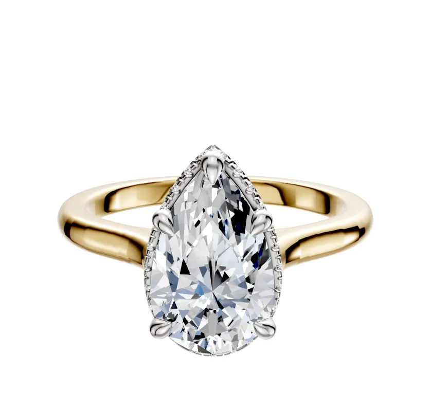 14K Two Tone 4 Prong Collar Cathedral Dome 2.0mm Engagement Ring sold by Promise By Effy