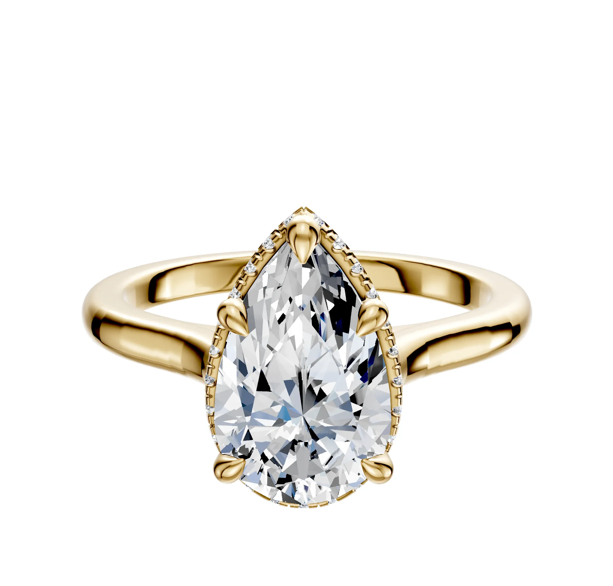 14K Yellow Gold 4 Prong Collar Cathedral Dome 2.0mm Engagement Ring sold by Promise By Effy