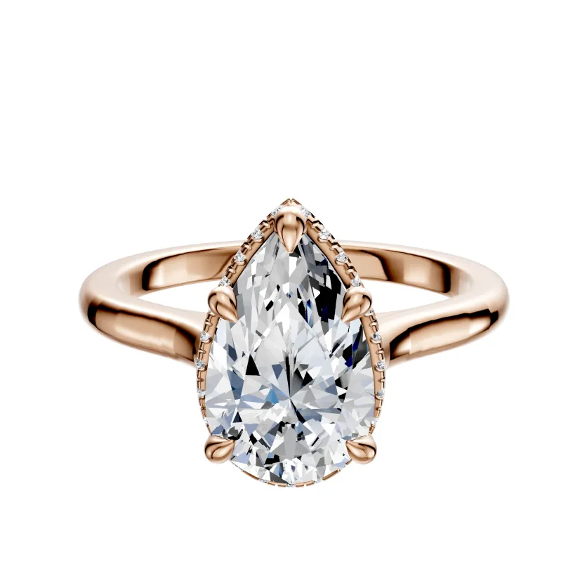18K Rose Gold 4 Prong Collar Cathedral Dome 2.0mm Engagement Ring sold by Promise By Effy