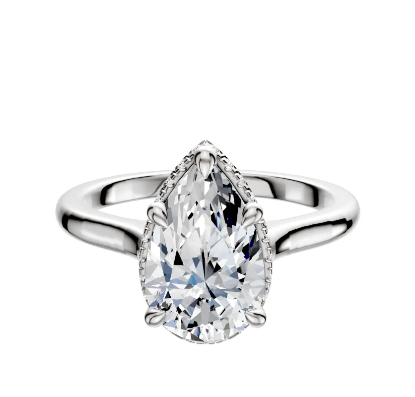 18K White Gold 4 Prong Collar Cathedral Dome 2.0mm Engagement Ring sold by Promise By Effy
