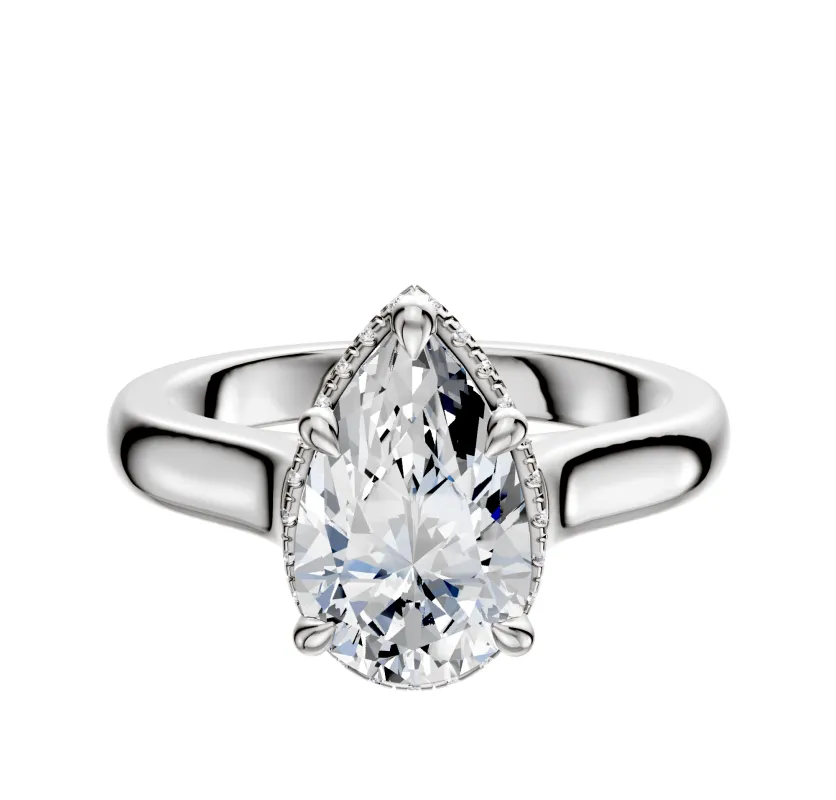 18K White Gold 4 Prong Collar Cathedral Dome 3.0mm Engagement Ring sold by Promise By Effy