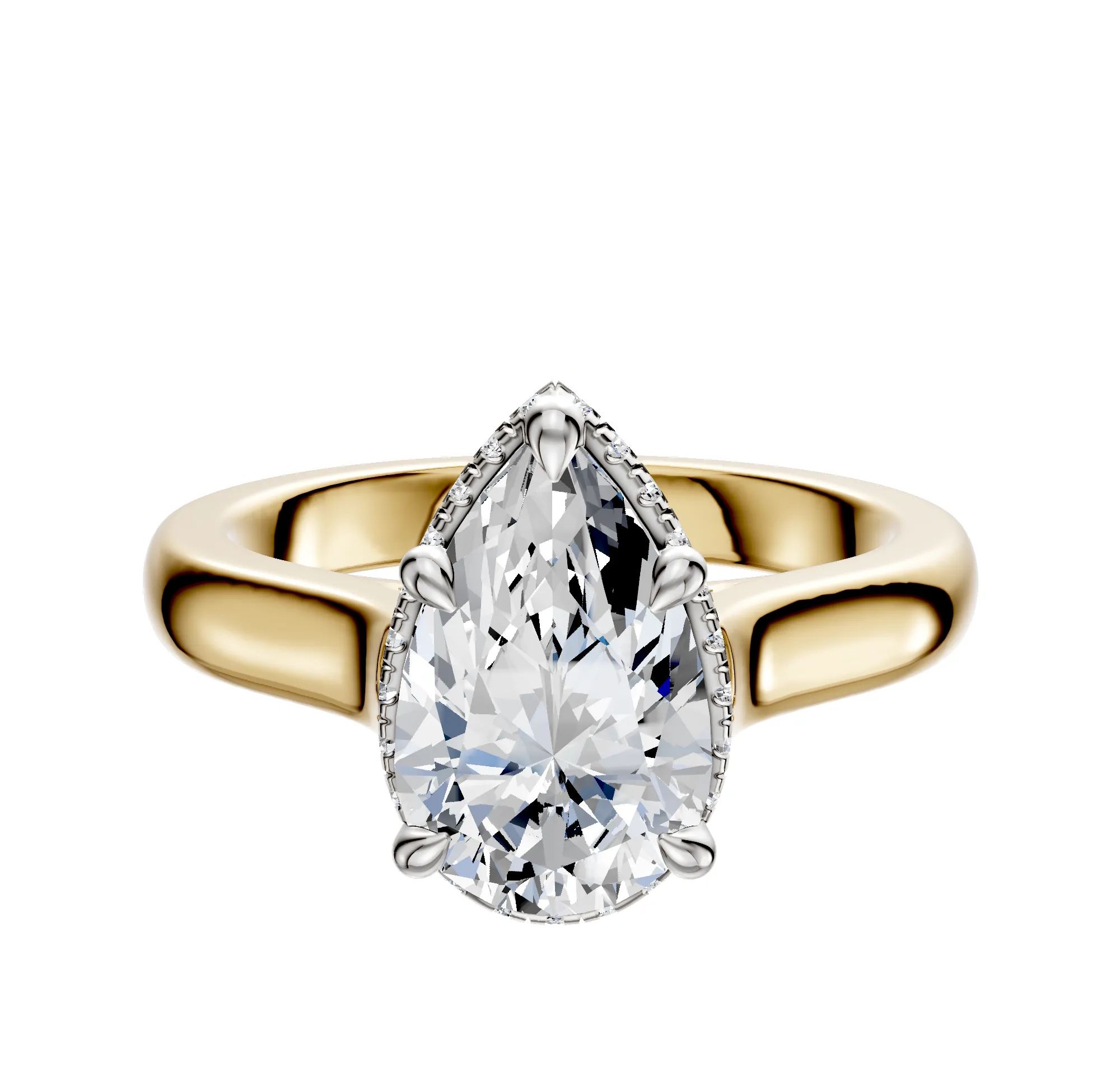18K Two Tone 4 Prong Collar Cathedral Dome 3.0mm Engagement Ring sold by Promise By Effy