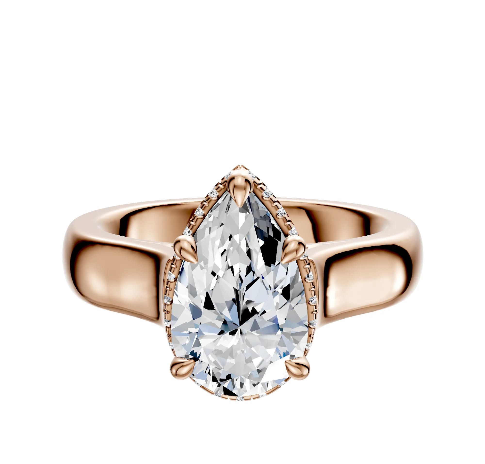 14K Rose Gold 4 Prong Collar Cathedral Dome 4.0mm Engagement Ring sold by Promise By Effy