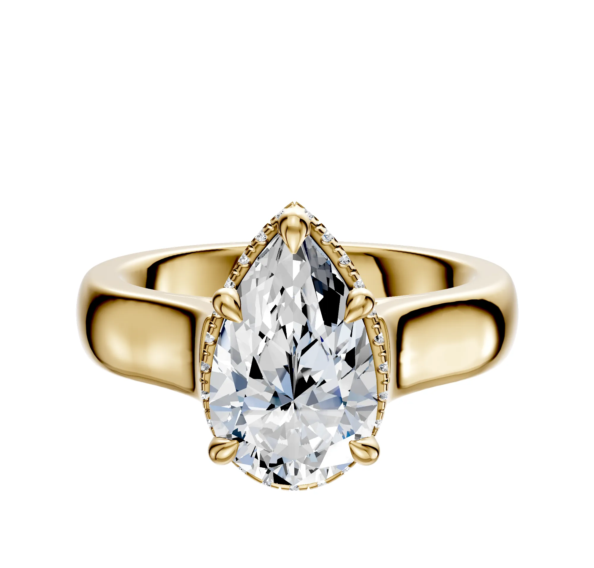 14K Yellow Gold 4 Prong Collar Cathedral Dome 4.0mm Engagement Ring sold by Promise By Effy