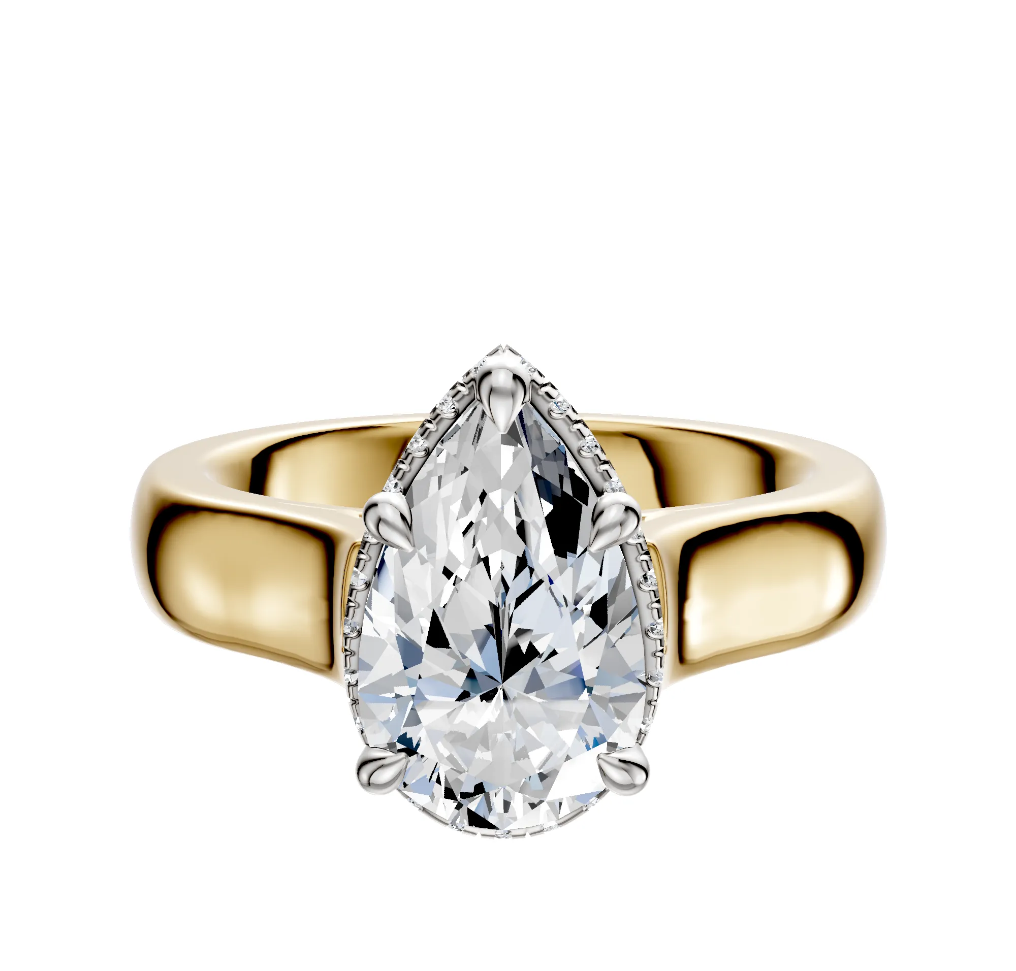 18K Two Tone 4 Prong Collar Cathedral Dome 4.0mm Engagement Ring sold by Promise By Effy