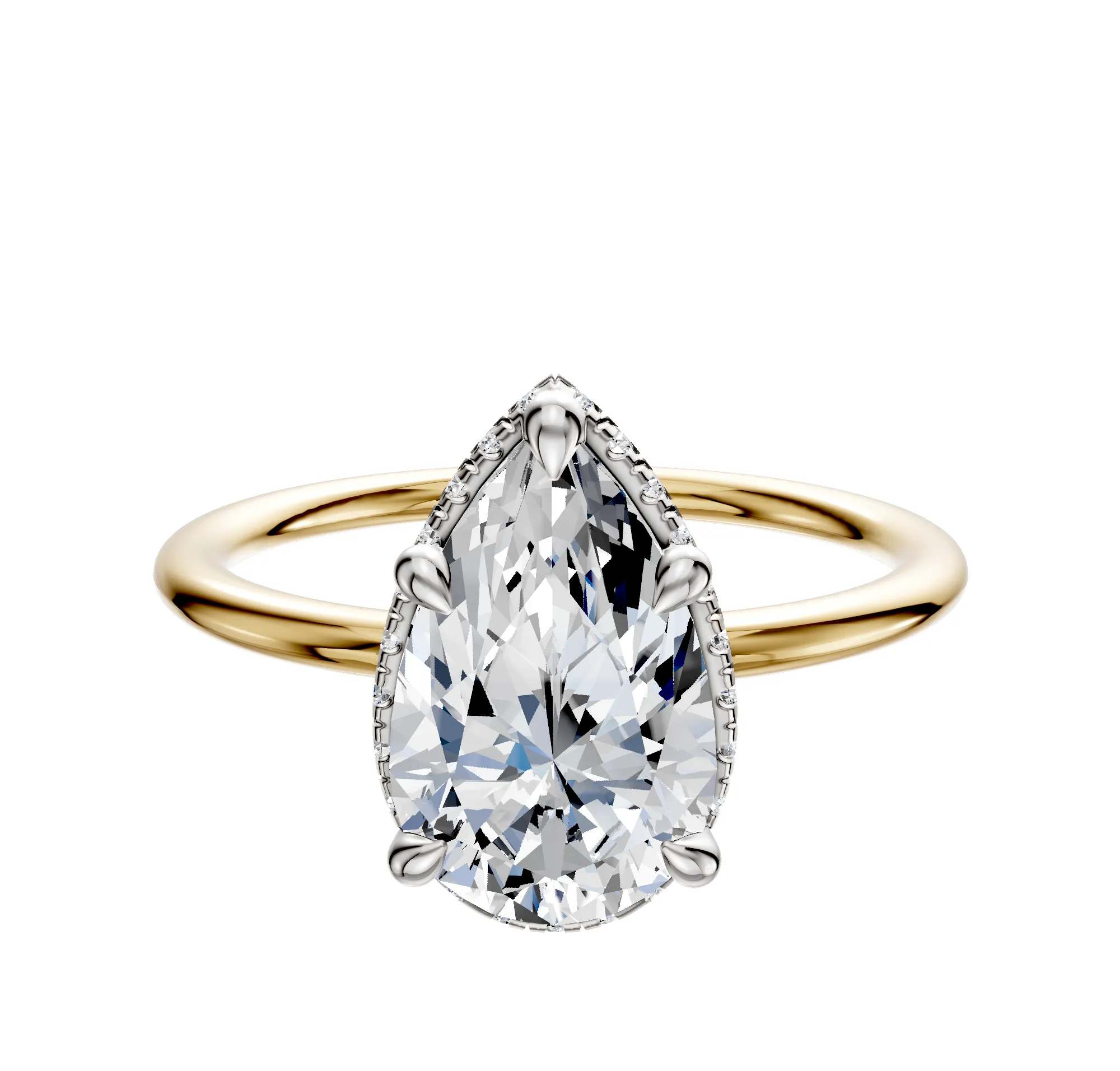 18K Two Tone 4 Prong Collar Classic Dome 1.5mm Engagement Ring sold by Promise By Effy