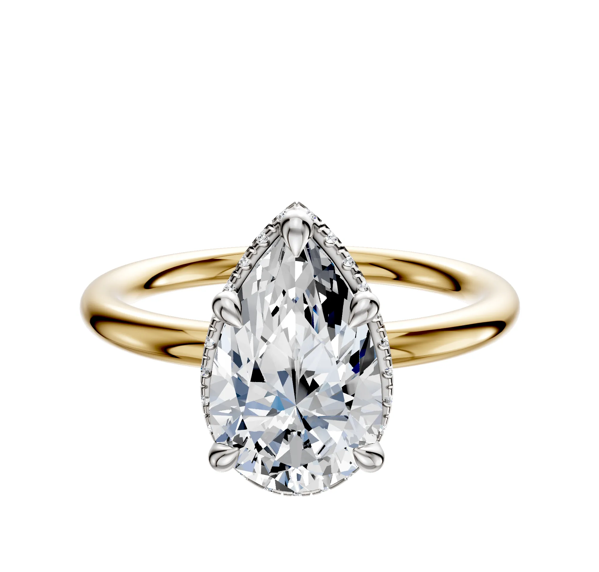 18K Two Tone 4 Prong Collar Classic Dome 2.0mm Engagement Ring sold by Promise By Effy