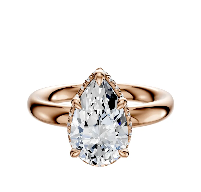 14K Rose Gold 4 Prong Collar Classic Dome 3.0mm Engagement Ring sold by Promise By Effy
