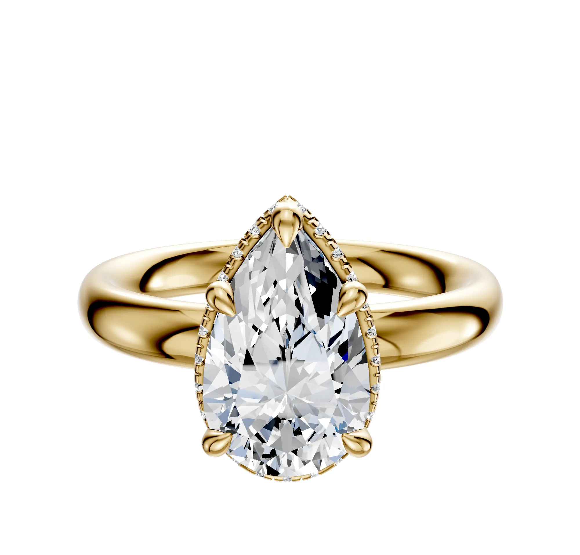14K Yellow Gold 4 Prong Collar Classic Dome 3.0mm Engagement Ring sold by Promise By Effy