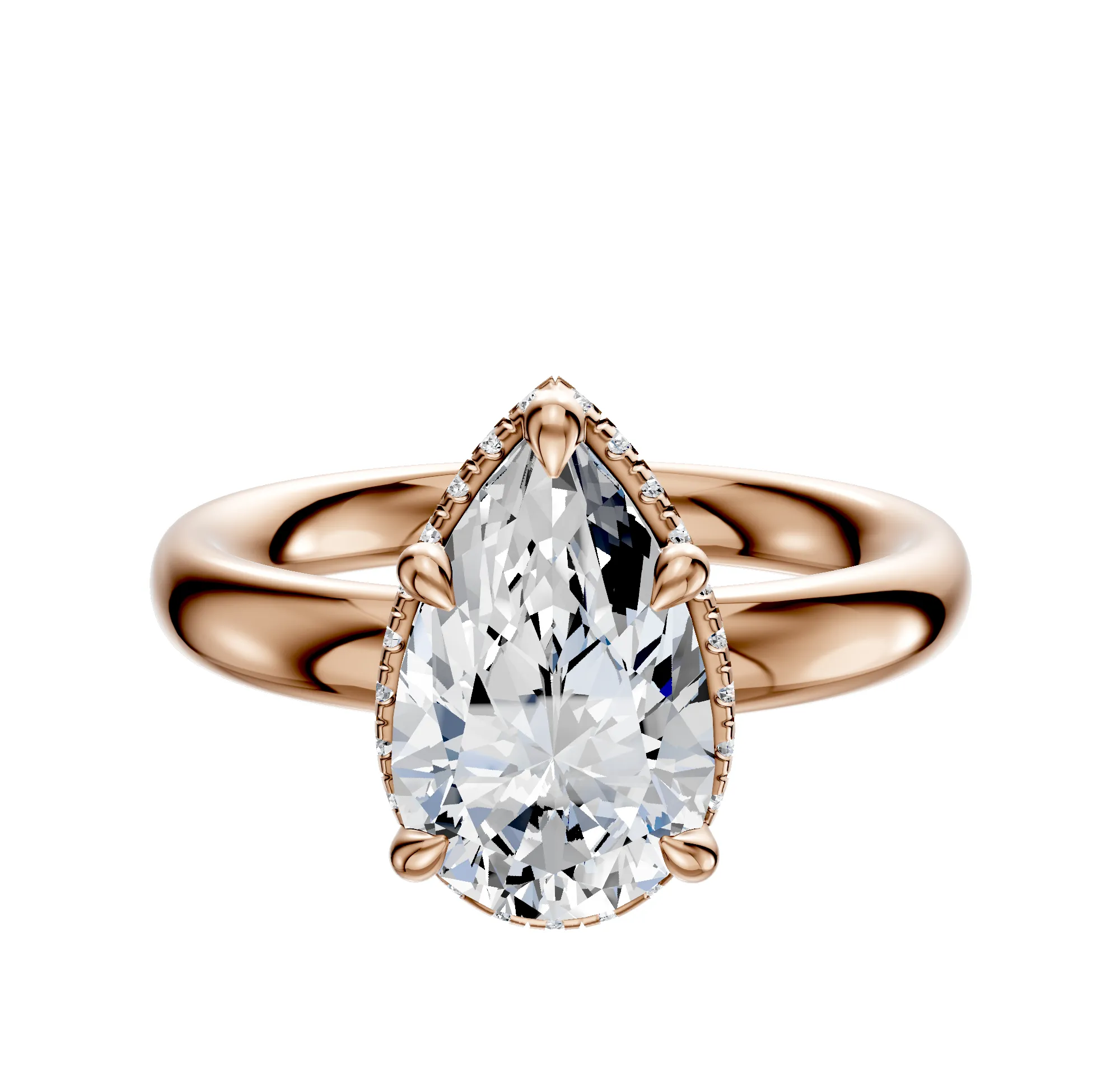 18K Rose Gold 4 Prong Collar Classic Dome 3.0mm Engagement Ring sold by Promise By Effy