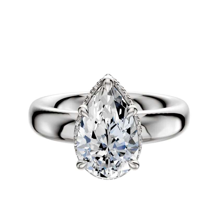 14K White Gold 4 Prong Collar Classic Dome 4.0mm Engagement Ring sold by Promise By Effy