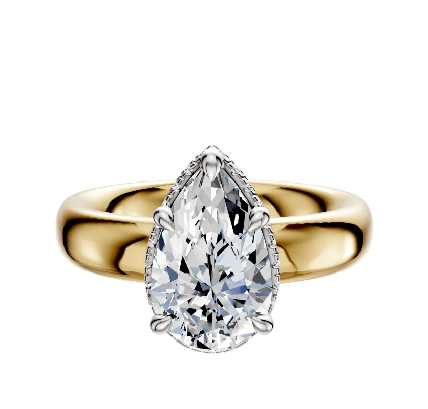 14K Two Tone 4 Prong Collar Classic Dome 4.0mm Engagement Ring sold by Promise By Effy