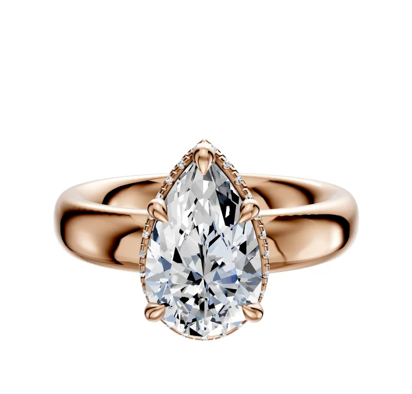 18K Rose Gold 4 Prong Collar Classic Dome 4.0mm Engagement Ring sold by Promise By Effy