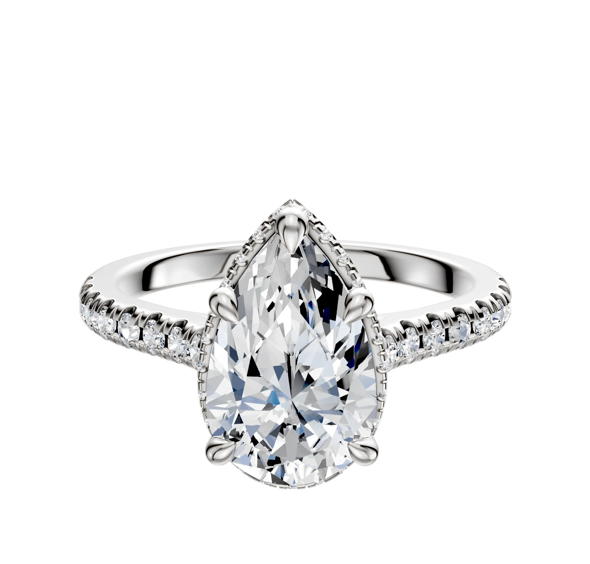 18K White Gold 4 Prong Collar Cathedral Dome 1-Row-Pave 2.5mm Engagement Ring sold by Promise By Effy