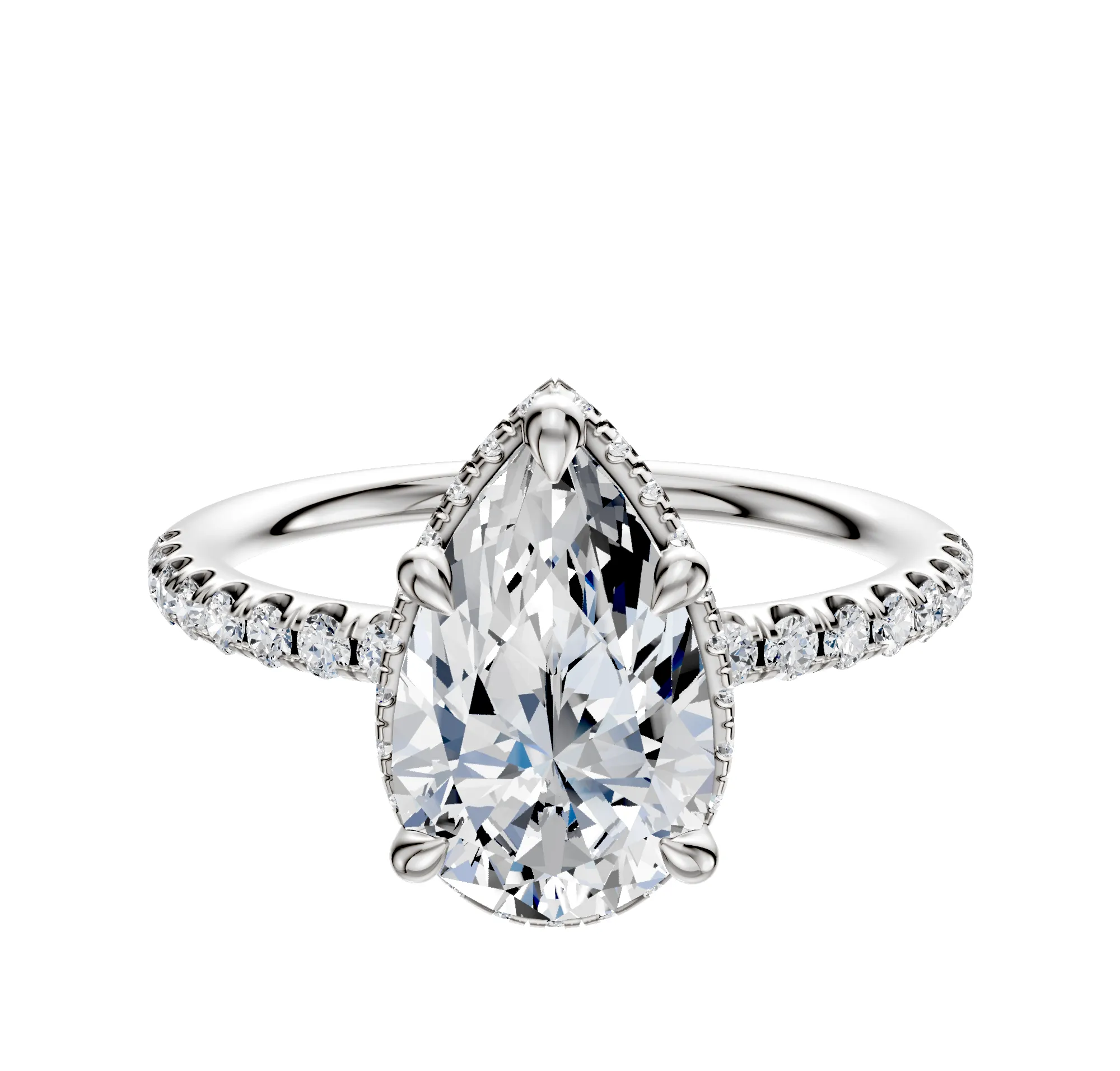 14K White Gold 4 Prong Collar Classic Dome 1-Row-Pave 2.5mm Engagement Ring sold by Promise By Effy