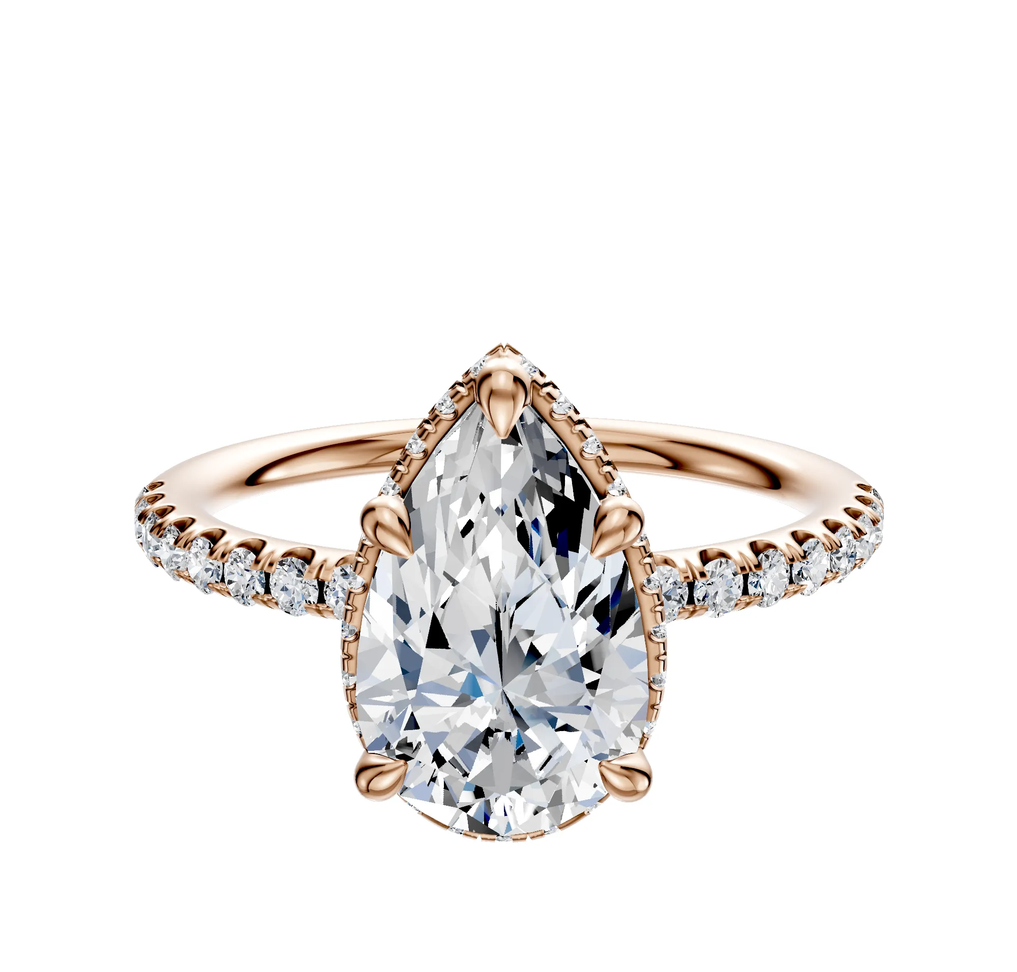 14K Rose Gold 4 Prong Collar Classic Dome 1-Row-Pave 2.5mm Engagement Ring sold by Promise By Effy