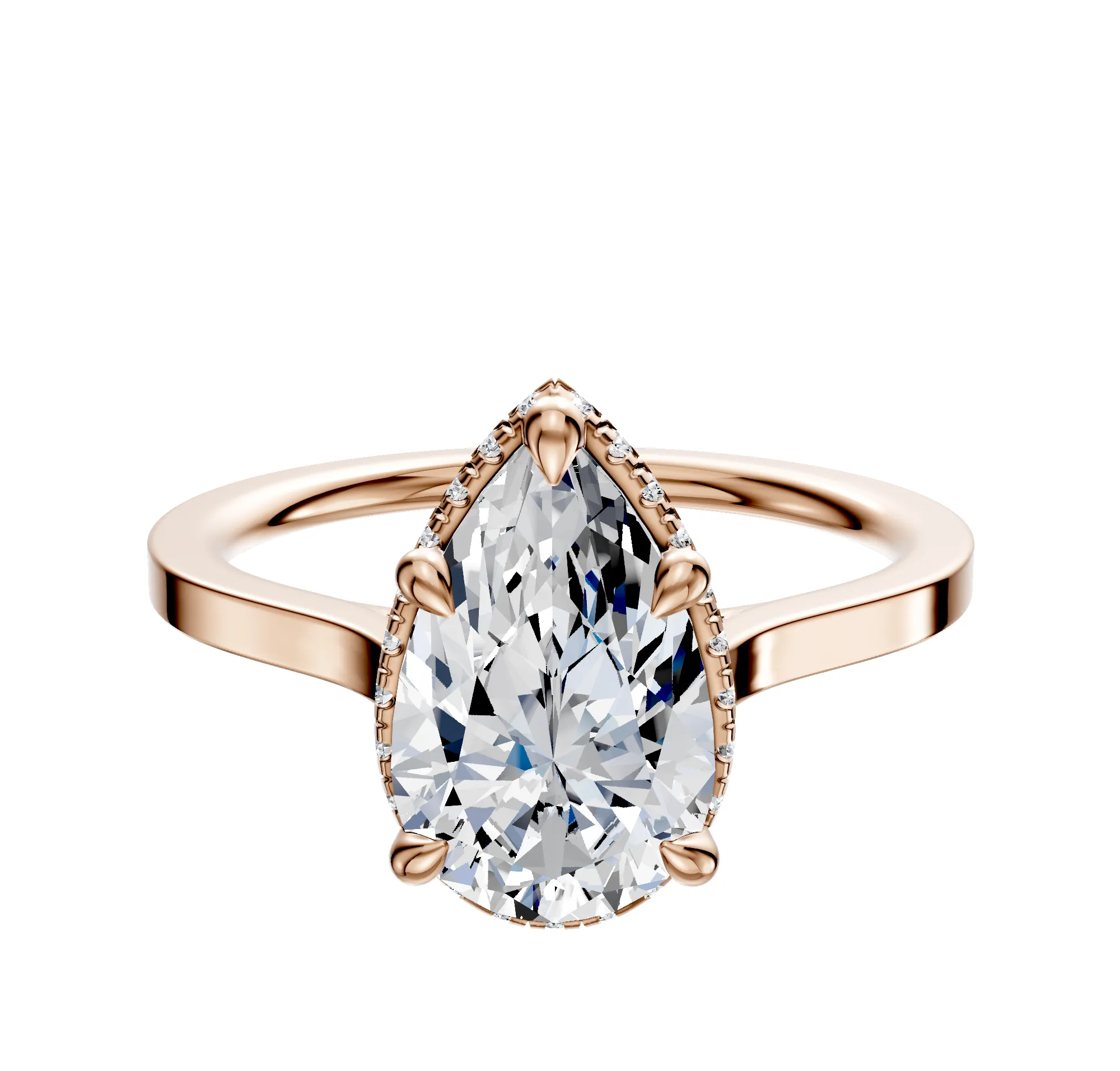 14K Rose Gold 4 Prong Collar Cathedral Flat 1.5mm Engagement Ring sold by Promise By Effy