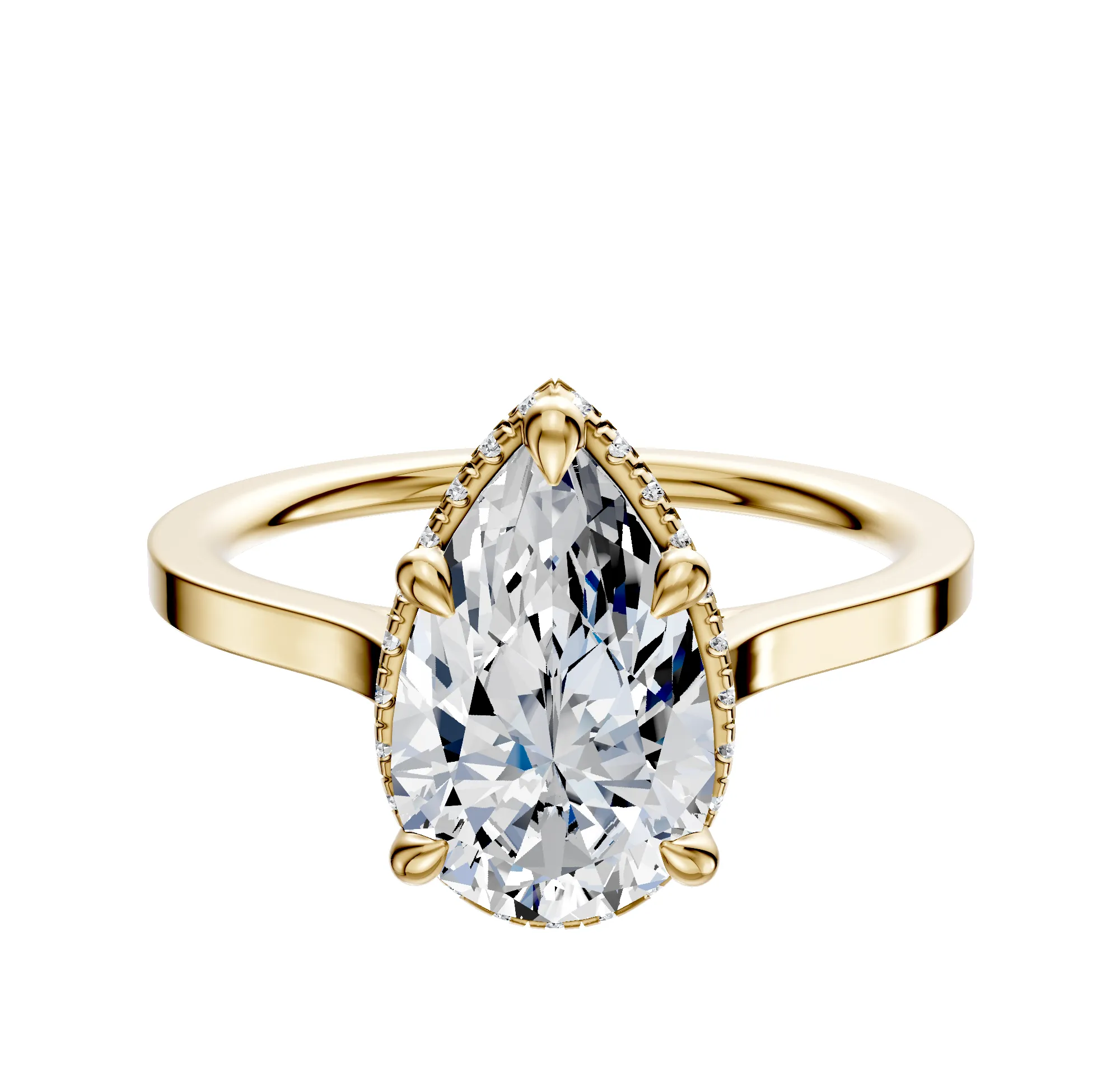 14K Yellow Gold 4 Prong Collar Cathedral Flat 1.5mm Engagement Ring sold by Promise By Effy