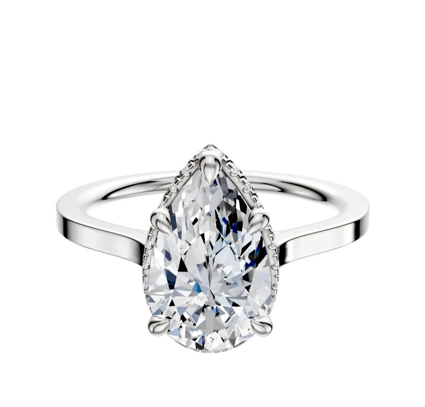 18K White Gold 4 Prong Collar Cathedral Flat 1.5mm Engagement Ring sold by Promise By Effy