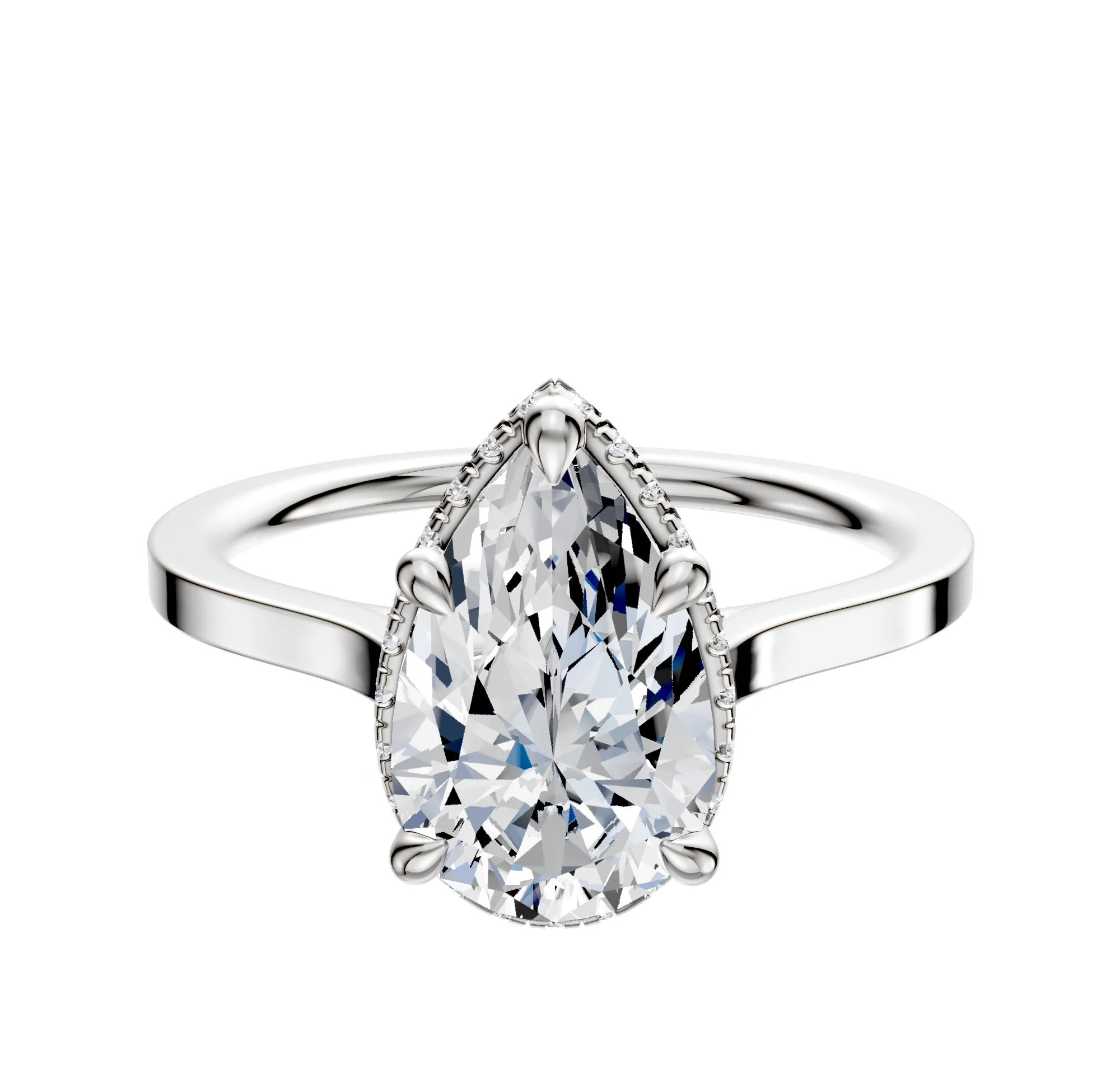 18K White Gold 4 Prong Collar Cathedral Flat 1.5mm Engagement Ring sold by Promise By Effy