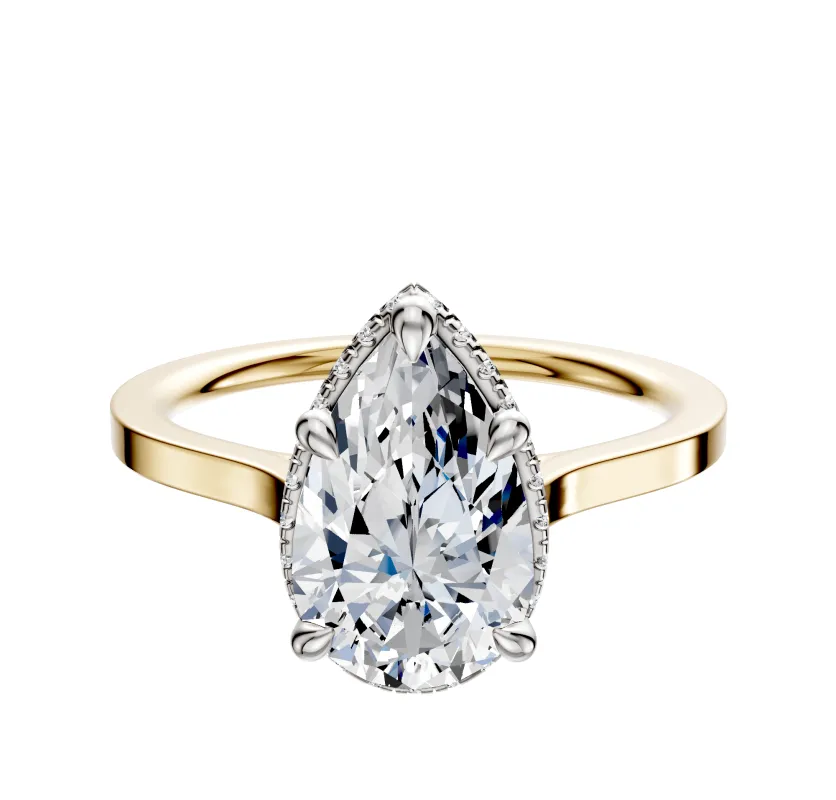 14K Two Tone 4 Prong Collar Cathedral Flat 1.5mm Engagement Ring sold by Promise By Effy