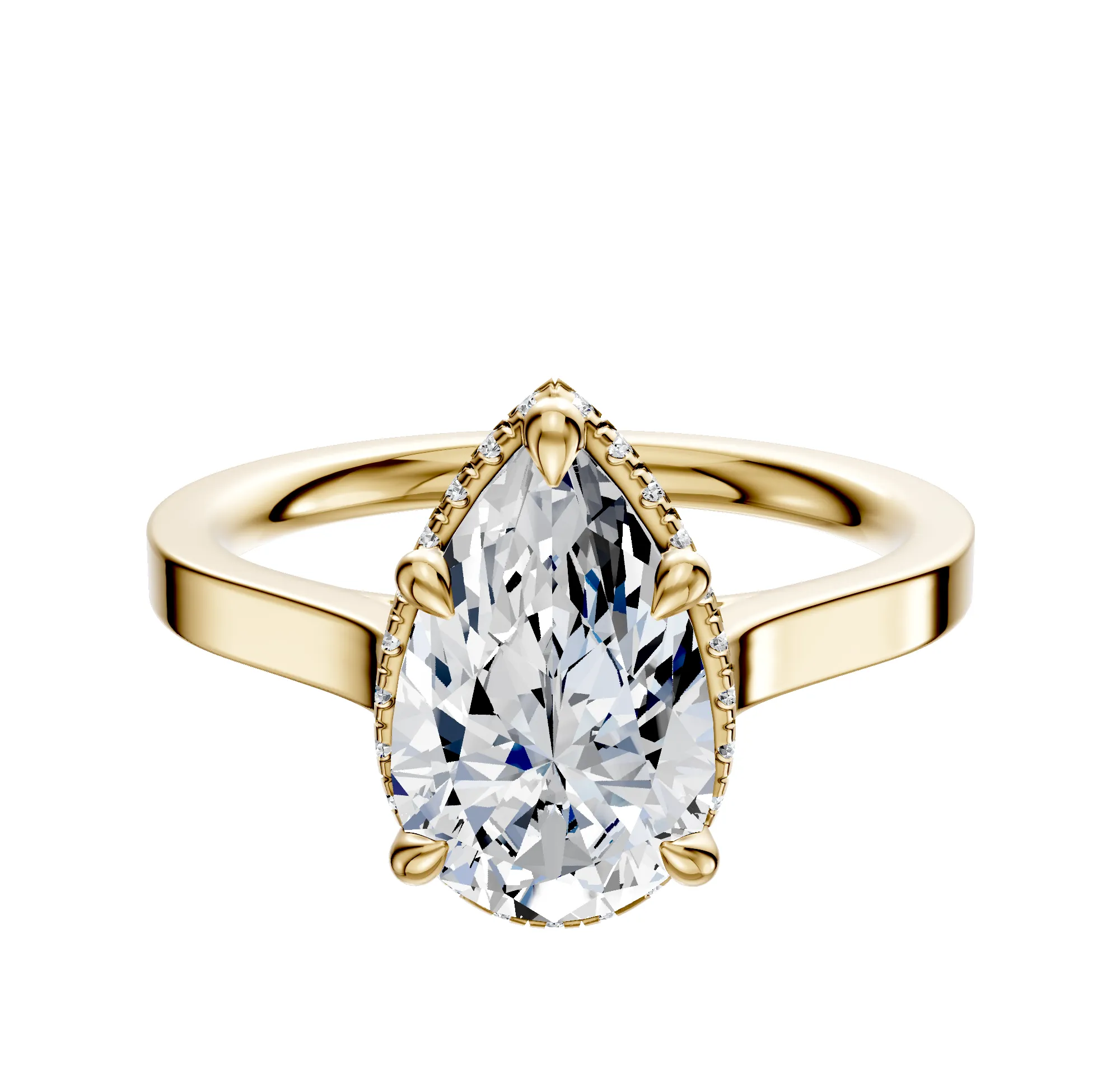14K Yellow Gold 4 Prong Collar Cathedral Flat 2.0mm Engagement Ring sold by Promise By Effy