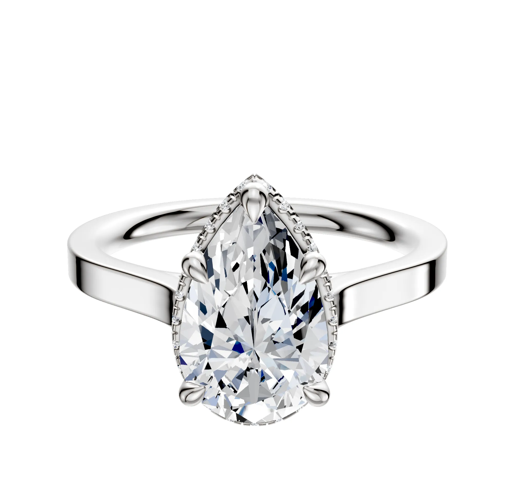 18K White Gold 4 Prong Collar Cathedral Flat 2.0mm Engagement Ring sold by Promise By Effy