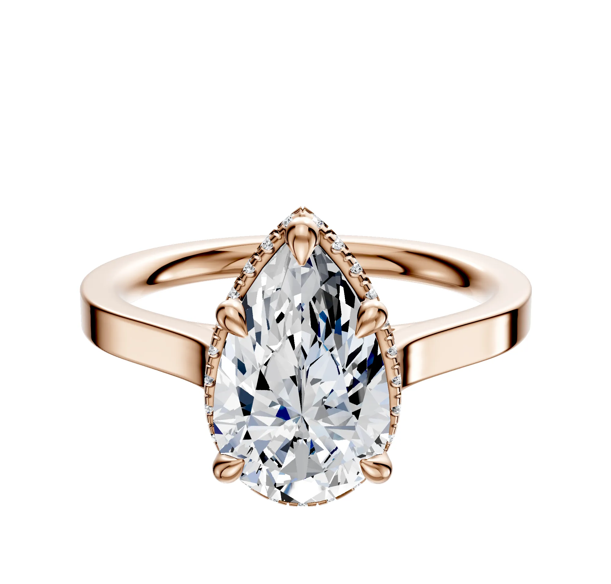 18K Rose Gold 4 Prong Collar Cathedral Flat 2.0mm Engagement Ring sold by Promise By Effy