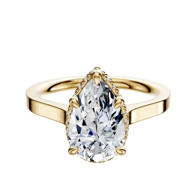 18K Yellow Gold 4 Prong Collar Cathedral Flat 2.0mm Engagement Ring sold by Promise By Effy