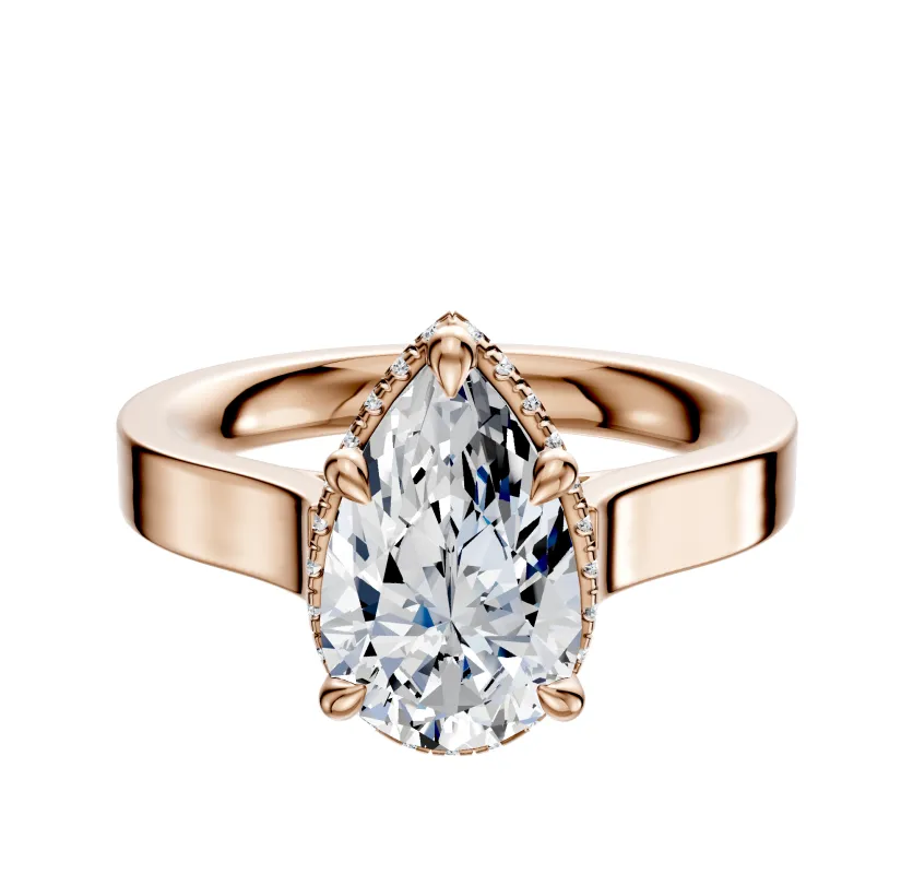 14K Rose Gold 4 Prong Collar Cathedral Flat 3.0mm Engagement Ring sold by Promise By Effy