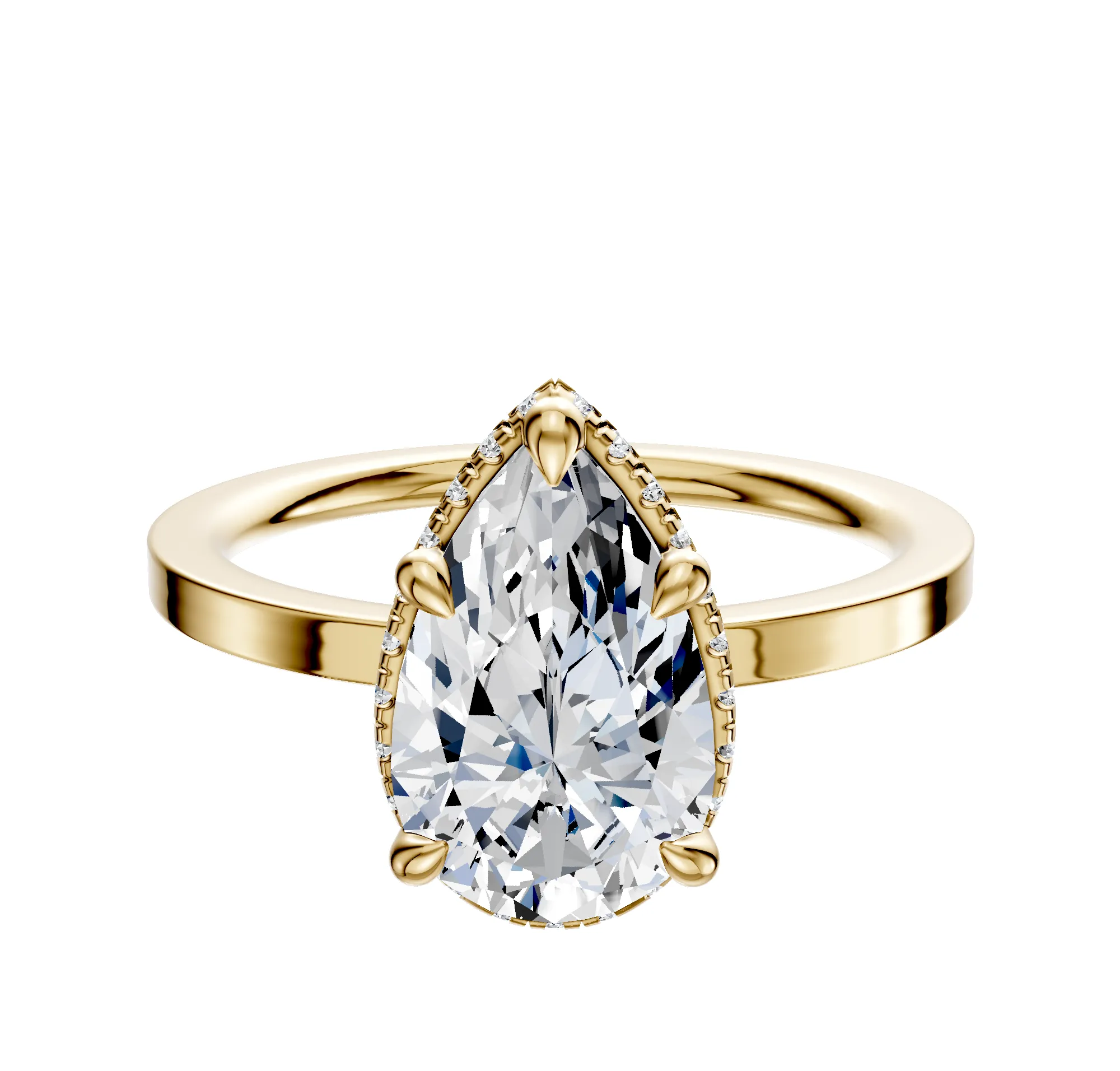 18K Yellow Gold 4 Prong Collar Classic Flat 1.5mm Engagement Ring sold by Promise By Effy