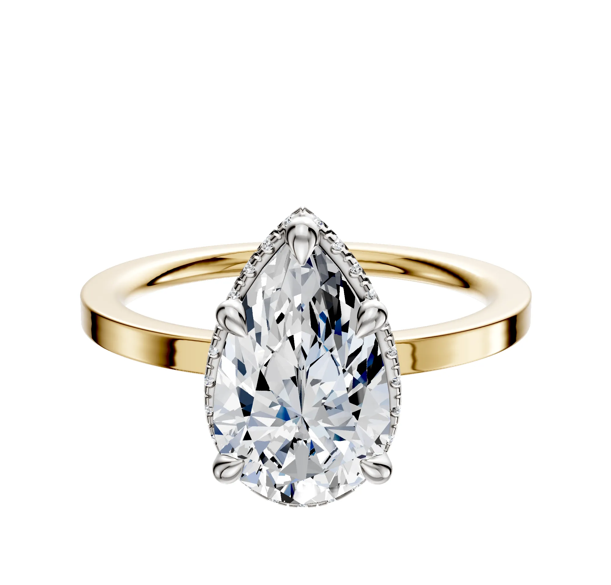 14K Two Tone 4 Prong Collar Classic Flat 1.5mm Engagement Ring sold by Promise By Effy