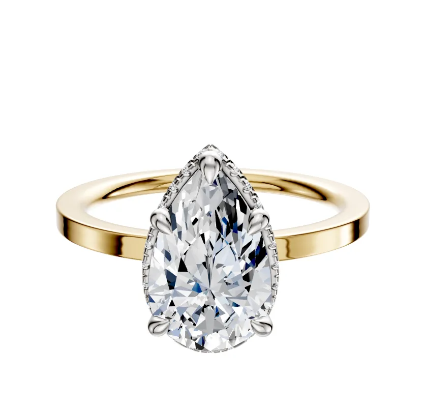 18K Two Tone 4 Prong Collar Classic Flat 1.5mm Engagement Ring sold by Promise By Effy