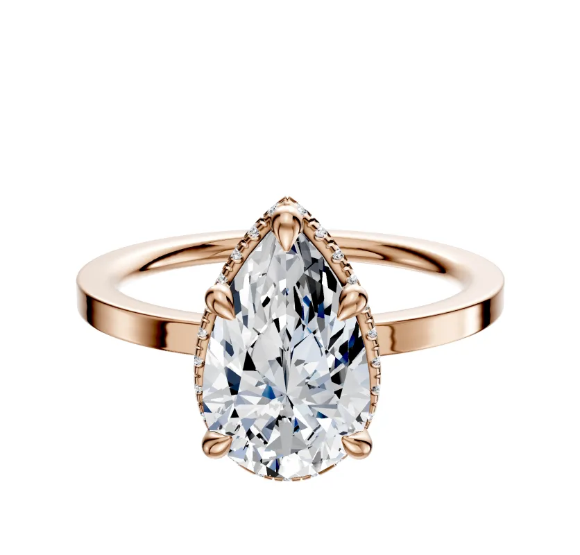 18K Rose Gold 4 Prong Collar Classic Flat 1.5mm Engagement Ring sold by Promise By Effy