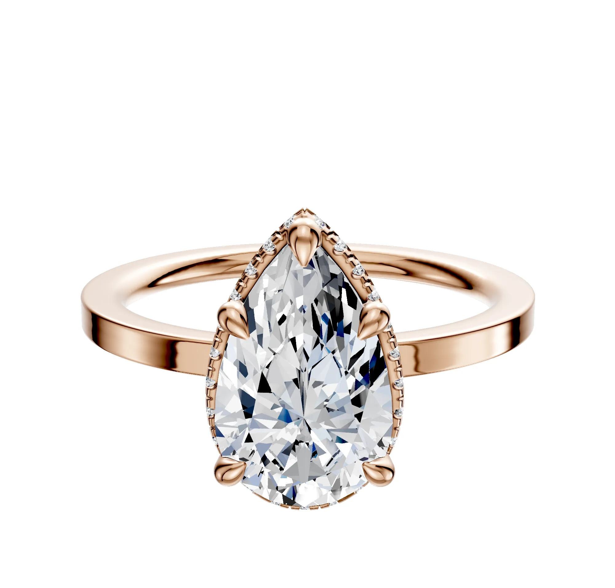 18K Rose Gold 4 Prong Collar Classic Flat 1.5mm Engagement Ring sold by Promise By Effy
