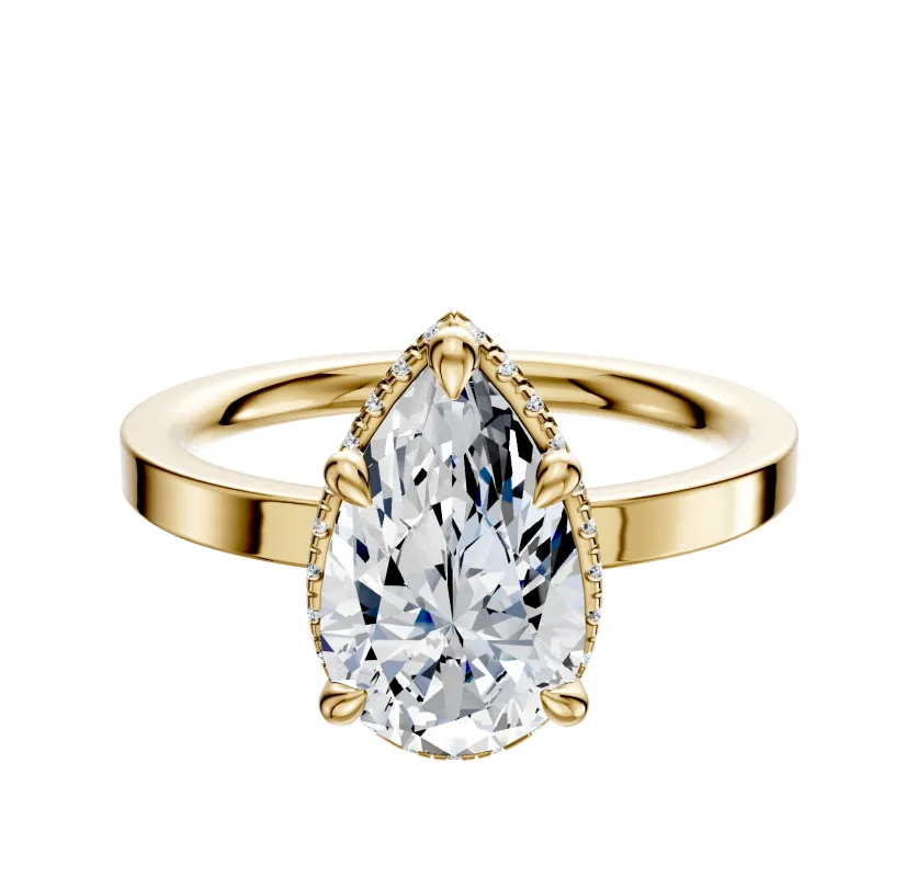 14K Yellow Gold 4 Prong Collar Classic Flat 2.0mm Engagement Ring sold by Promise By Effy