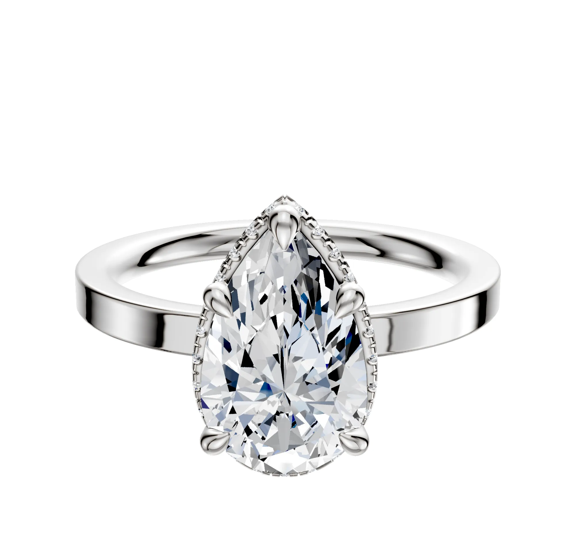 14K White Gold 4 Prong Collar Classic Flat 2.0mm Engagement Ring sold by Promise By Effy