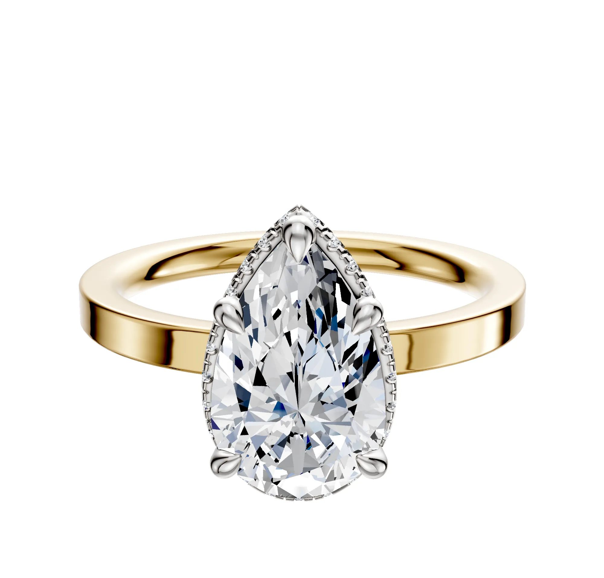 14K Two Tone 4 Prong Collar Classic Flat 2.0mm Engagement Ring sold by Promise By Effy