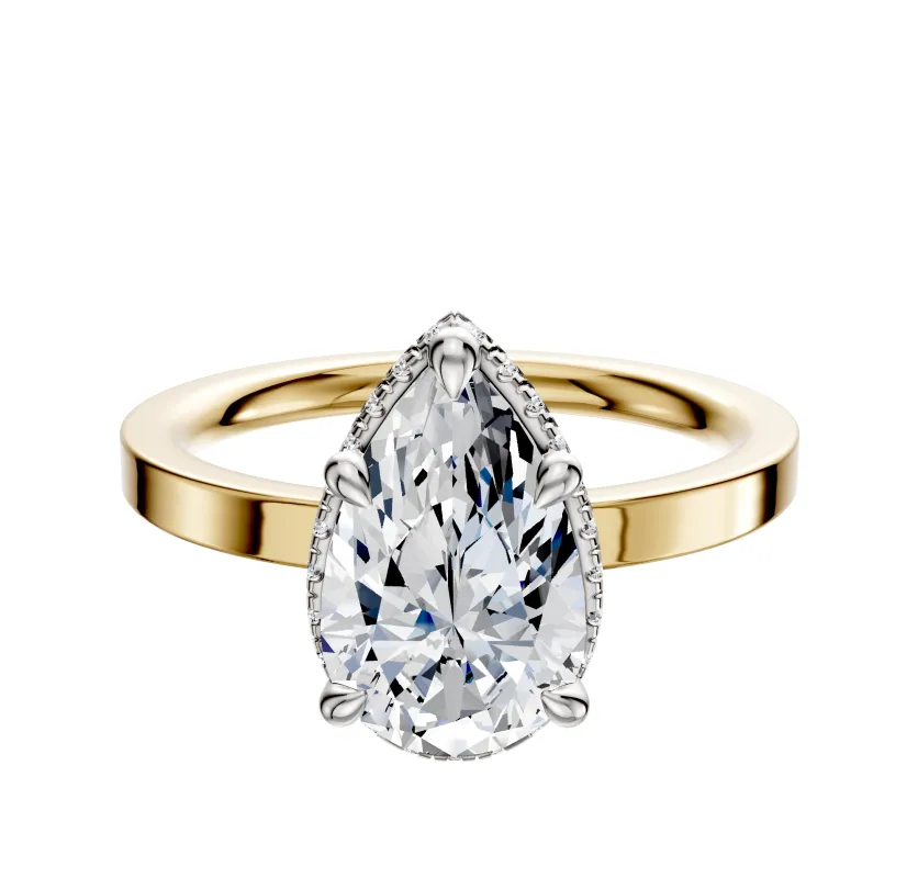 18K Two Tone 4 Prong Collar Classic Flat 2.0mm Engagement Ring sold by Promise By Effy