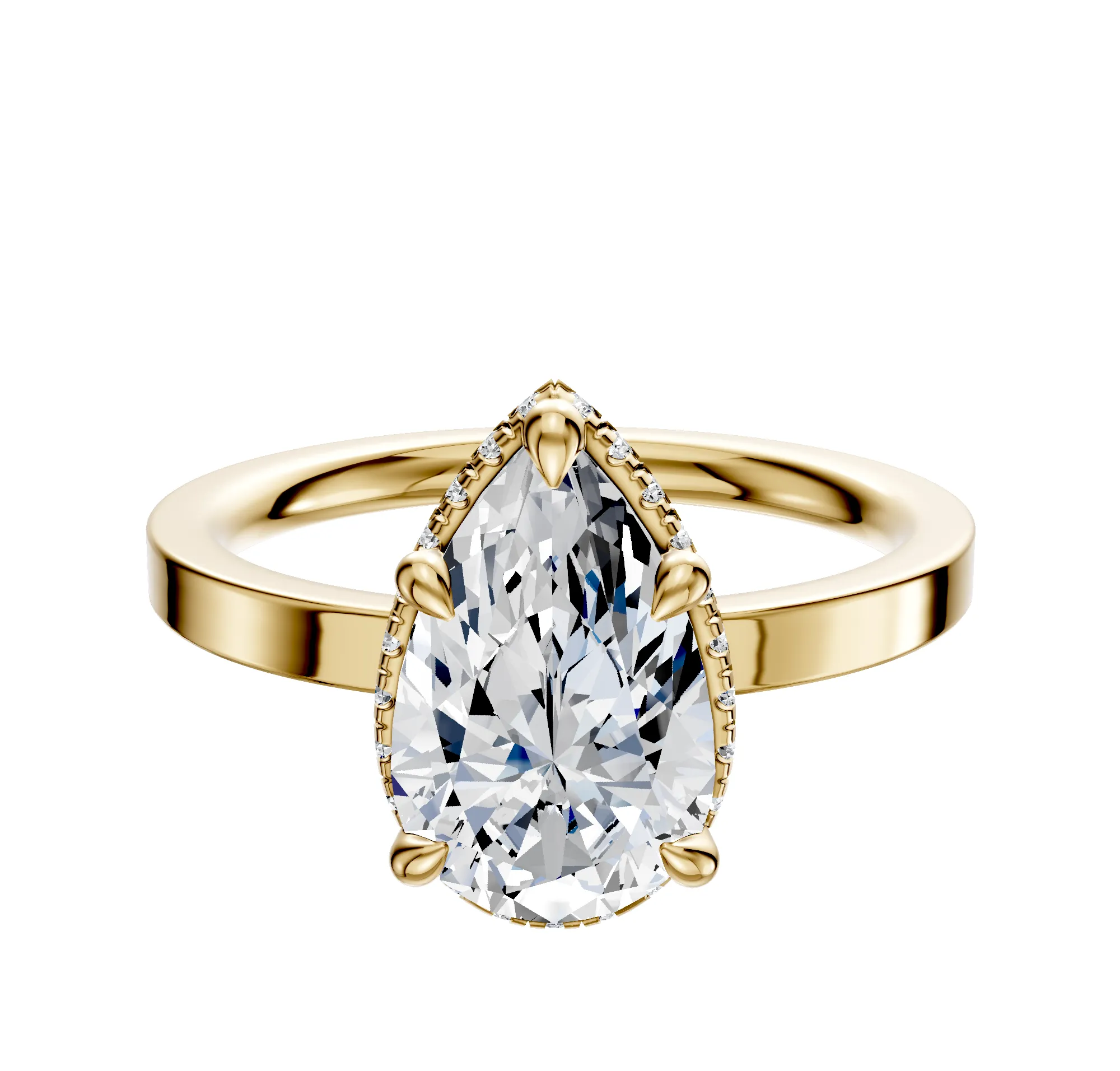 18K Yellow Gold 4 Prong Collar Classic Flat 2.0mm Engagement Ring sold by Promise By Effy