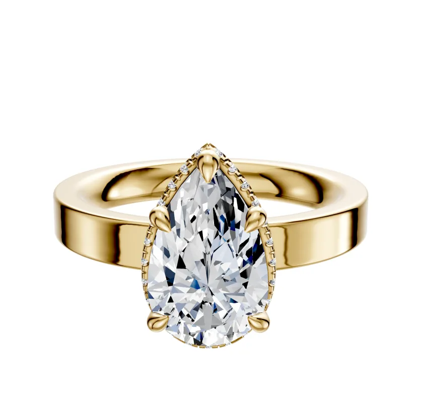18K Yellow Gold 4 Prong Collar Classic Flat 3.0mm Engagement Ring made by Promise By Effy