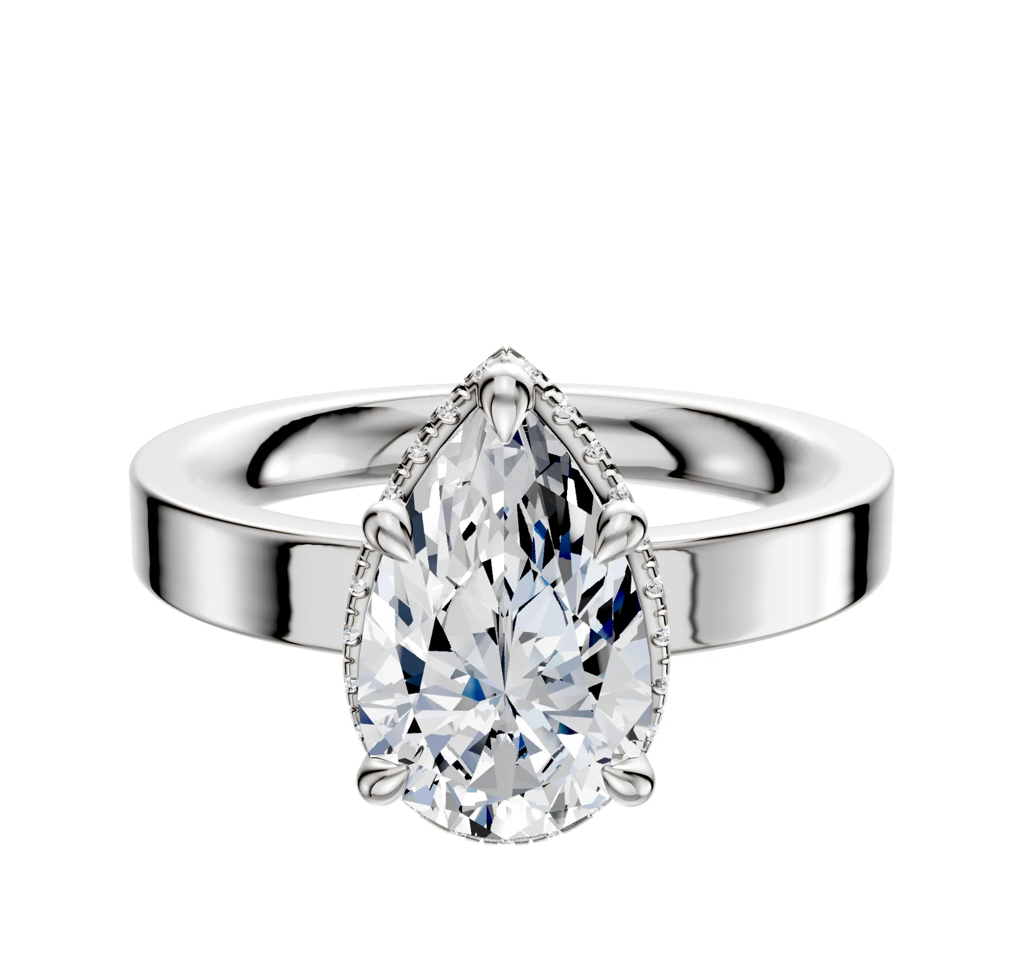 Platinum 4 Prong Collar Classic Flat 3.0mm Engagement Ring sold by Promise By Effy