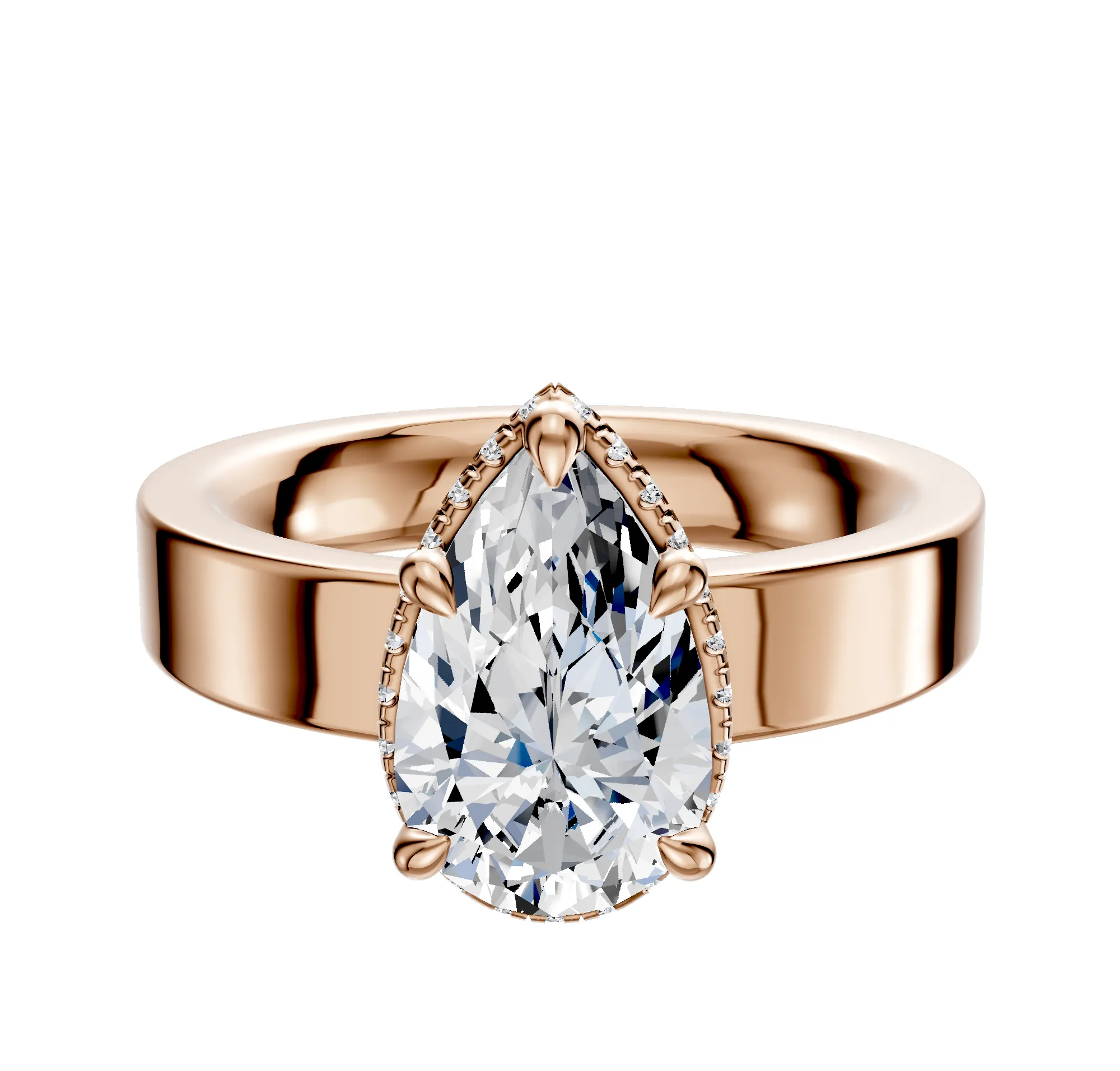 14K Rose Gold 4 Prong Collar Classic Flat 4.0mm Engagement Ring sold by Promise By Effy