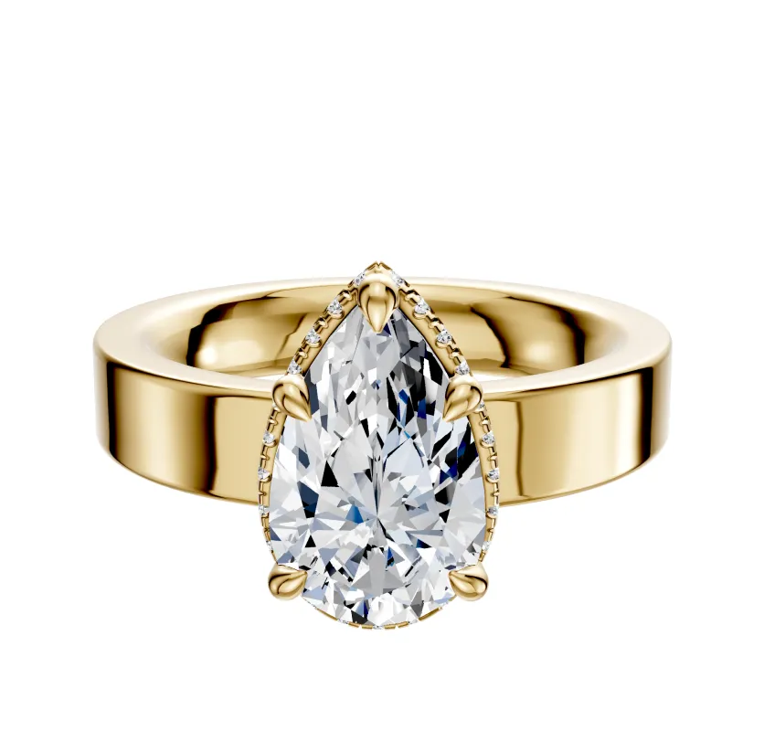 14K Yellow Gold 4 Prong Collar Classic Flat 4.0mm Engagement Ring sold by Promise By Effy