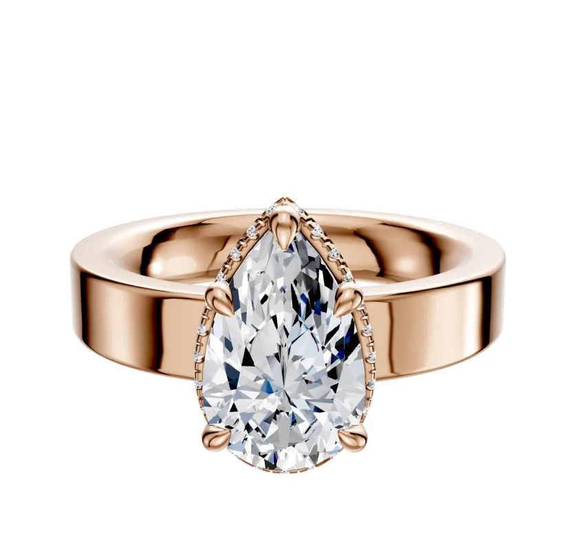 18K Rose Gold 4 Prong Collar Classic Flat 4.0mm Engagement Ring sold by Promise By Effy